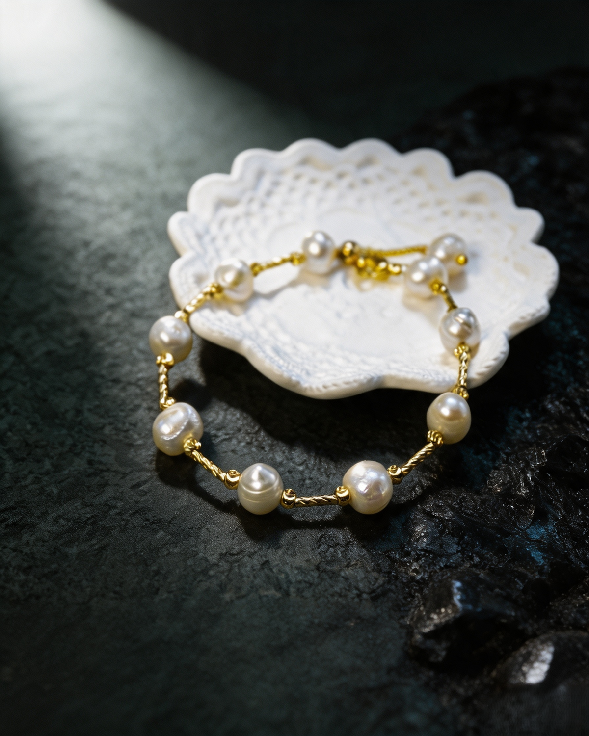 Baroque Pearl Twisted Chain Bracelet