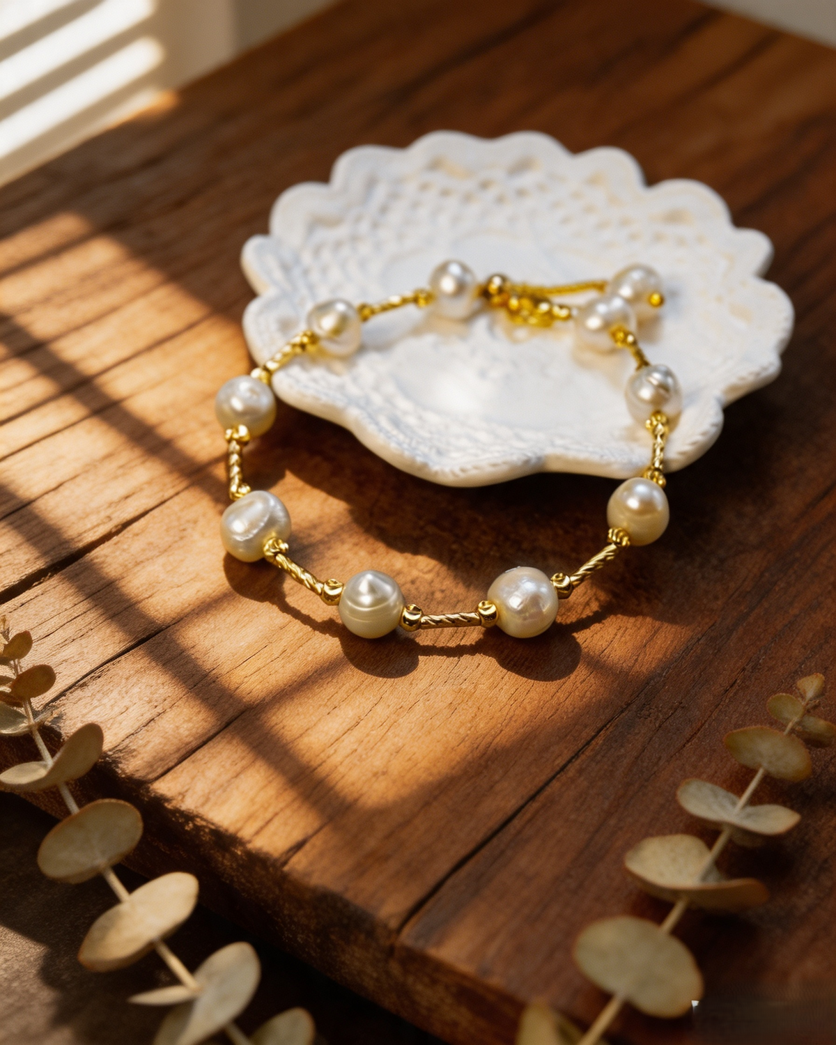Baroque Pearl Twisted Chain Bracelet