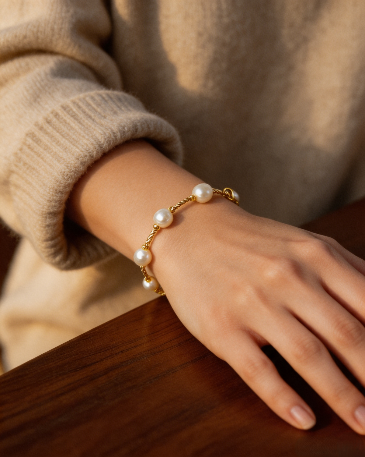 Baroque Pearl Twisted Chain Bracelet