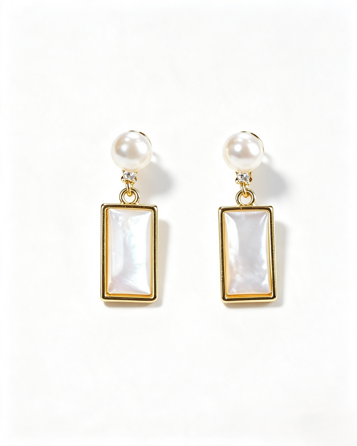 Minimalist Pearl & Mother-of-Pearl Drop Earrings