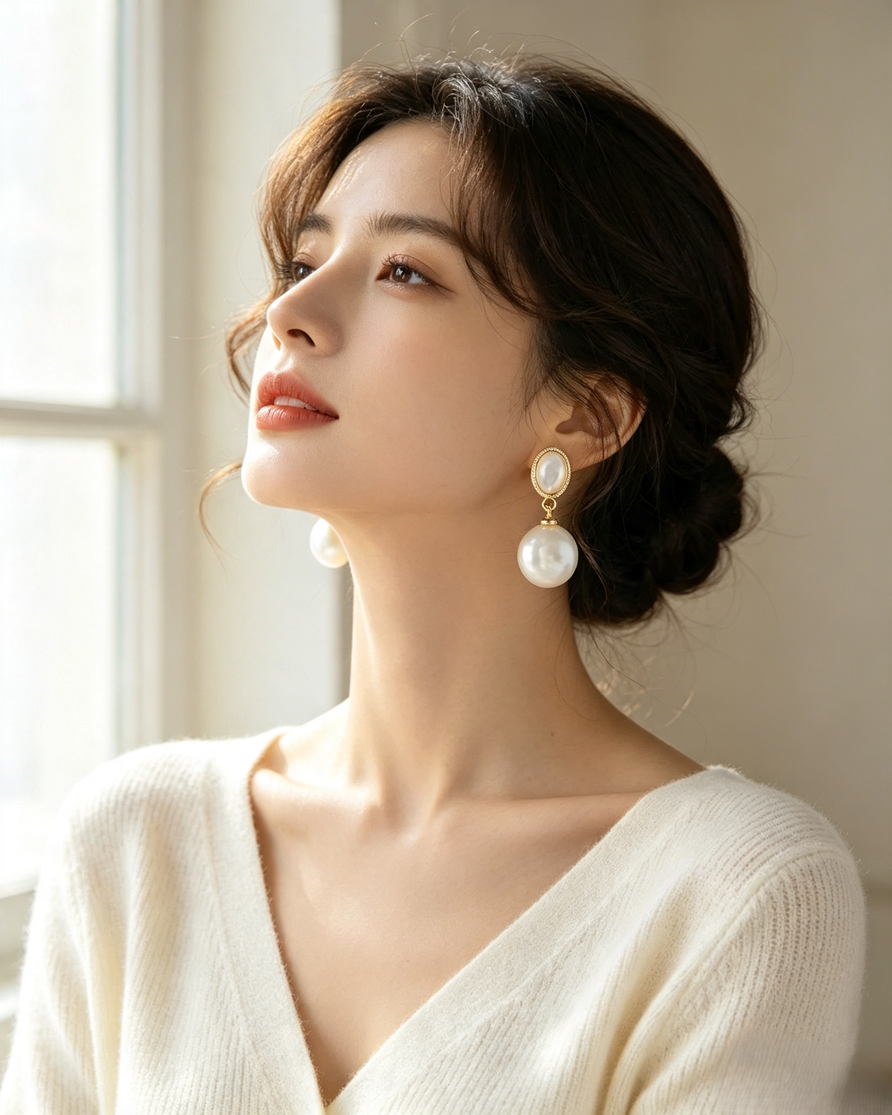 Vintage Double Layer Mother‑of‑Pearl & Baroque Freshwater Pearl Drop Earrings, Gold Plated Dangle Earrings for Women