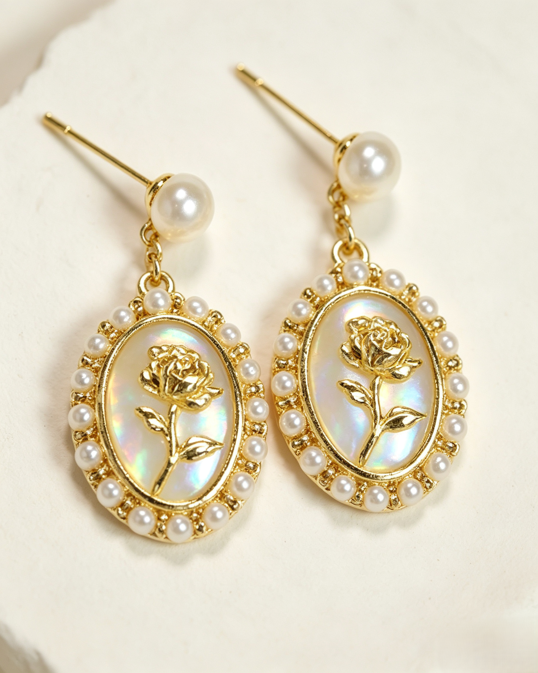 Baroque Pearl Rose Mother-of-Pearl Jewelry Set