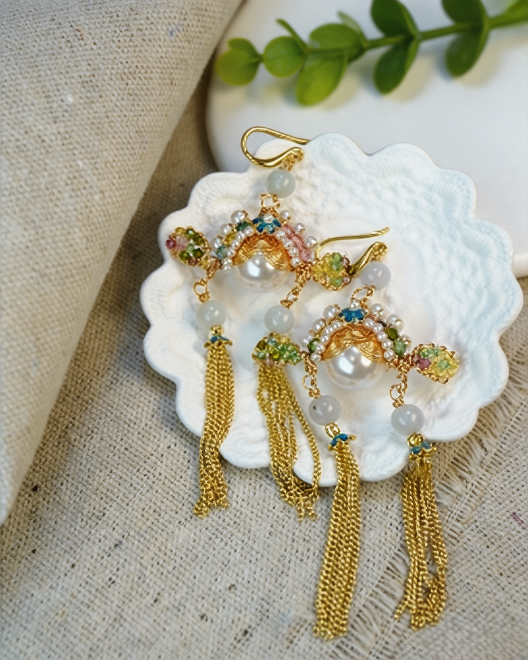 Chinese Opera Enamel Tassel Necklace | Traditional Handcrafted Jewelry