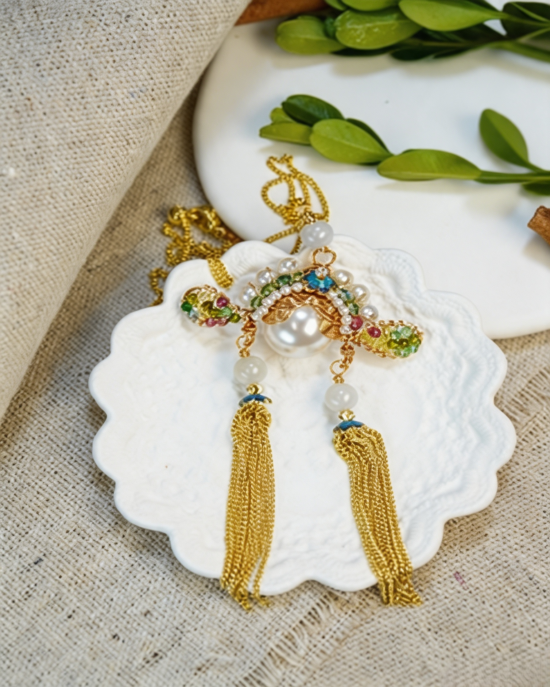 Chinese Opera Enamel Tassel Necklace | Traditional Handcrafted Jewelry