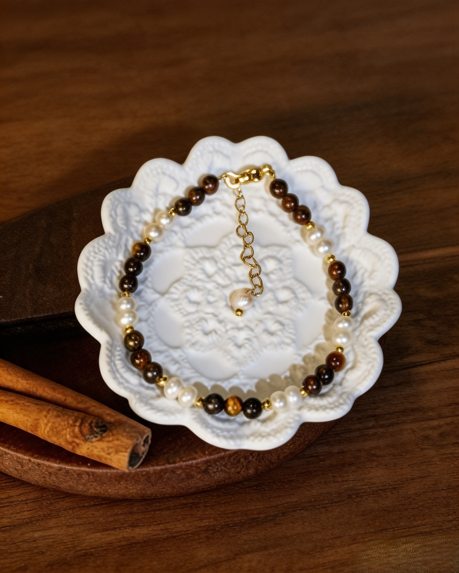 Tiger Eye & Pearl Layered Jewelry Set