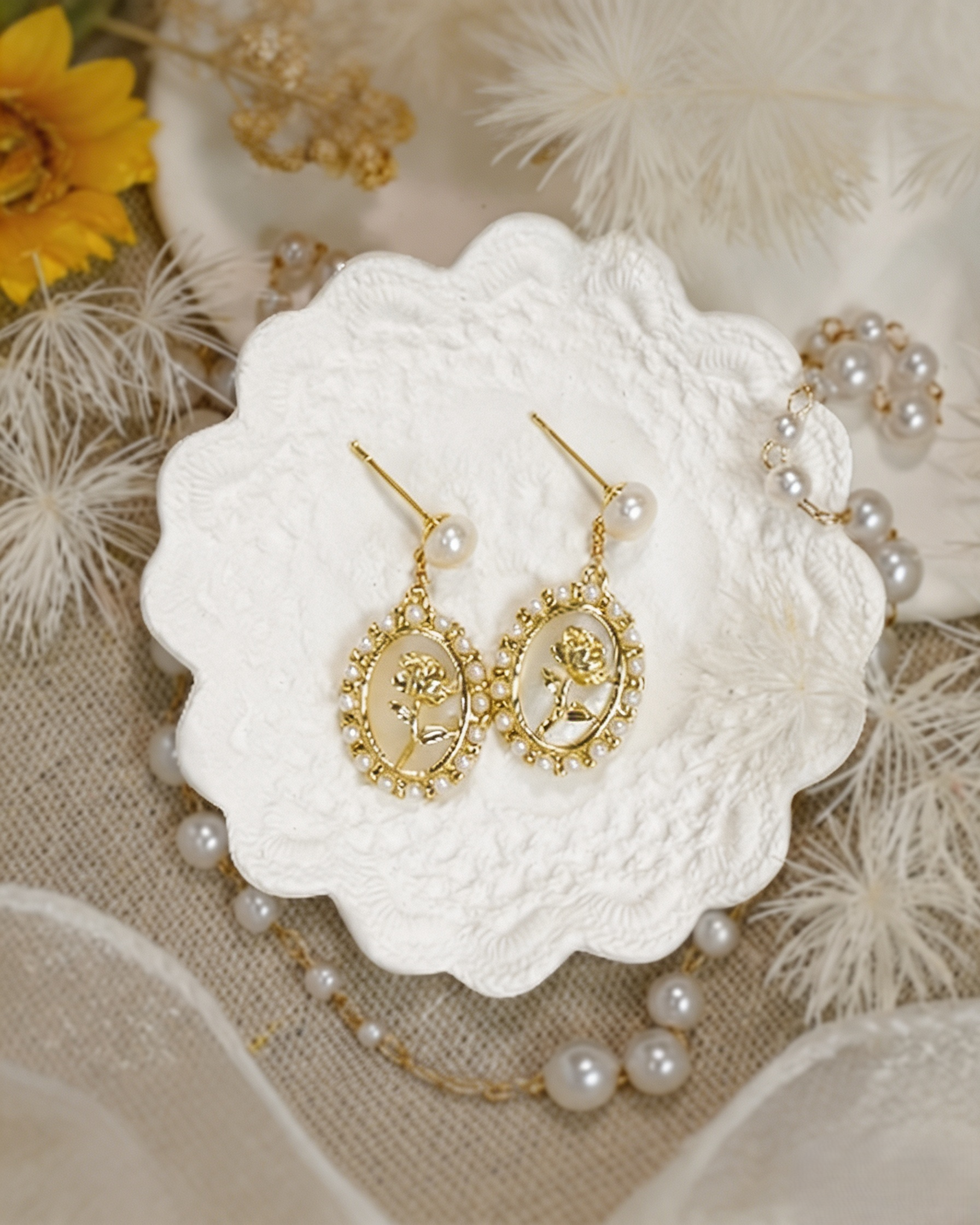 Baroque Pearl Rose Mother-of-Pearl Jewelry Set