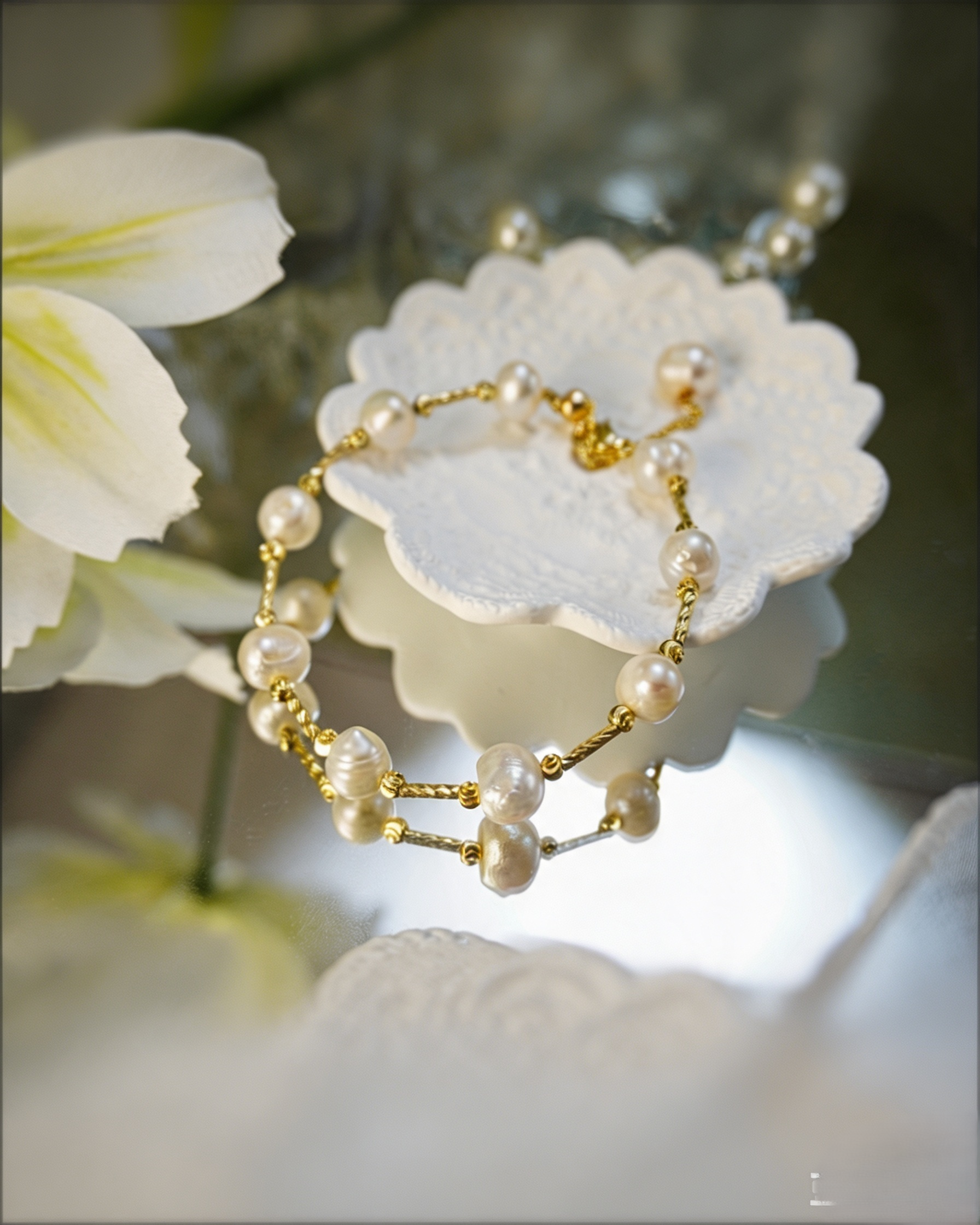Baroque Pearl Twisted Chain Bracelet