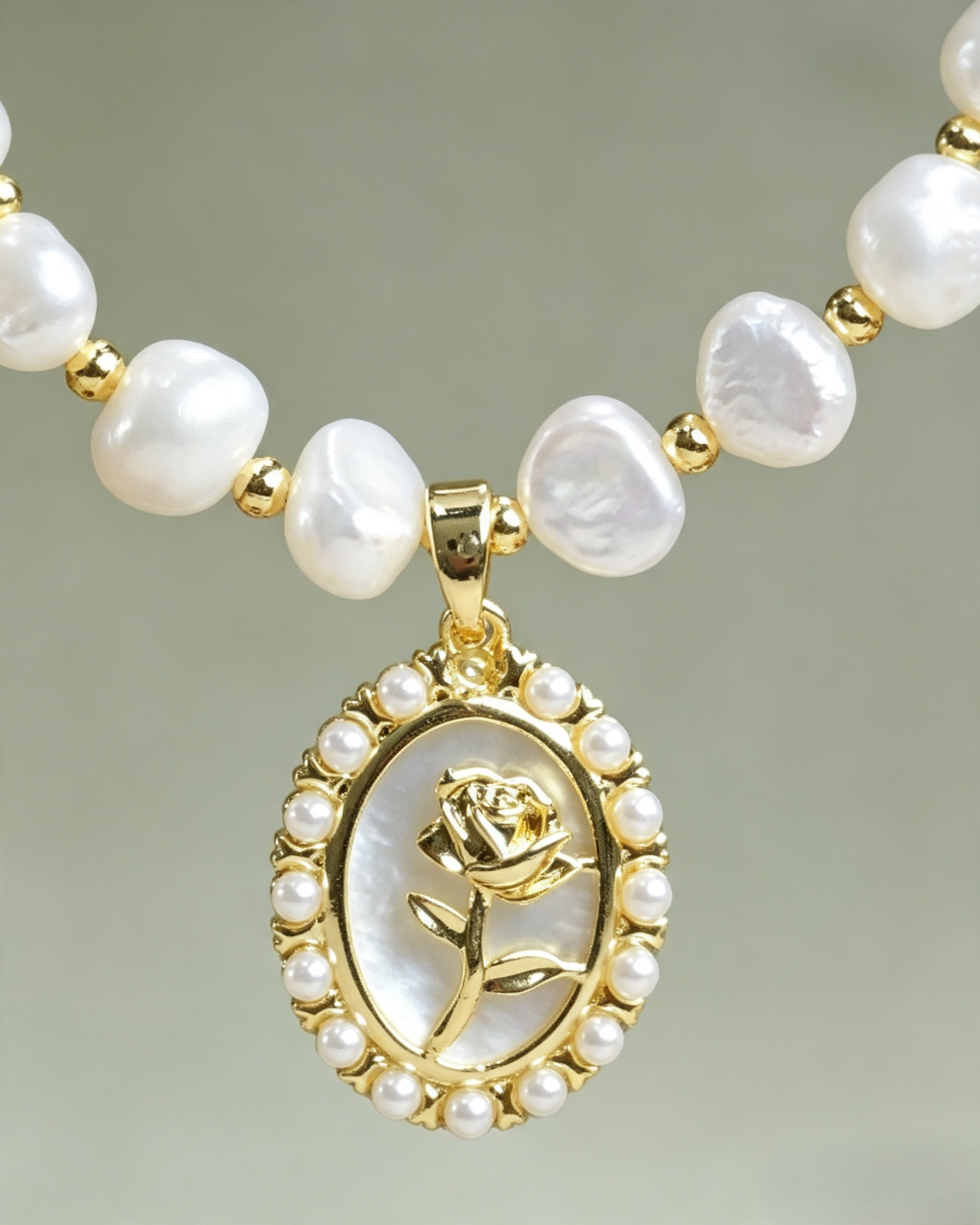 Baroque Pearl Rose Mother-of-Pearl Jewelry Set