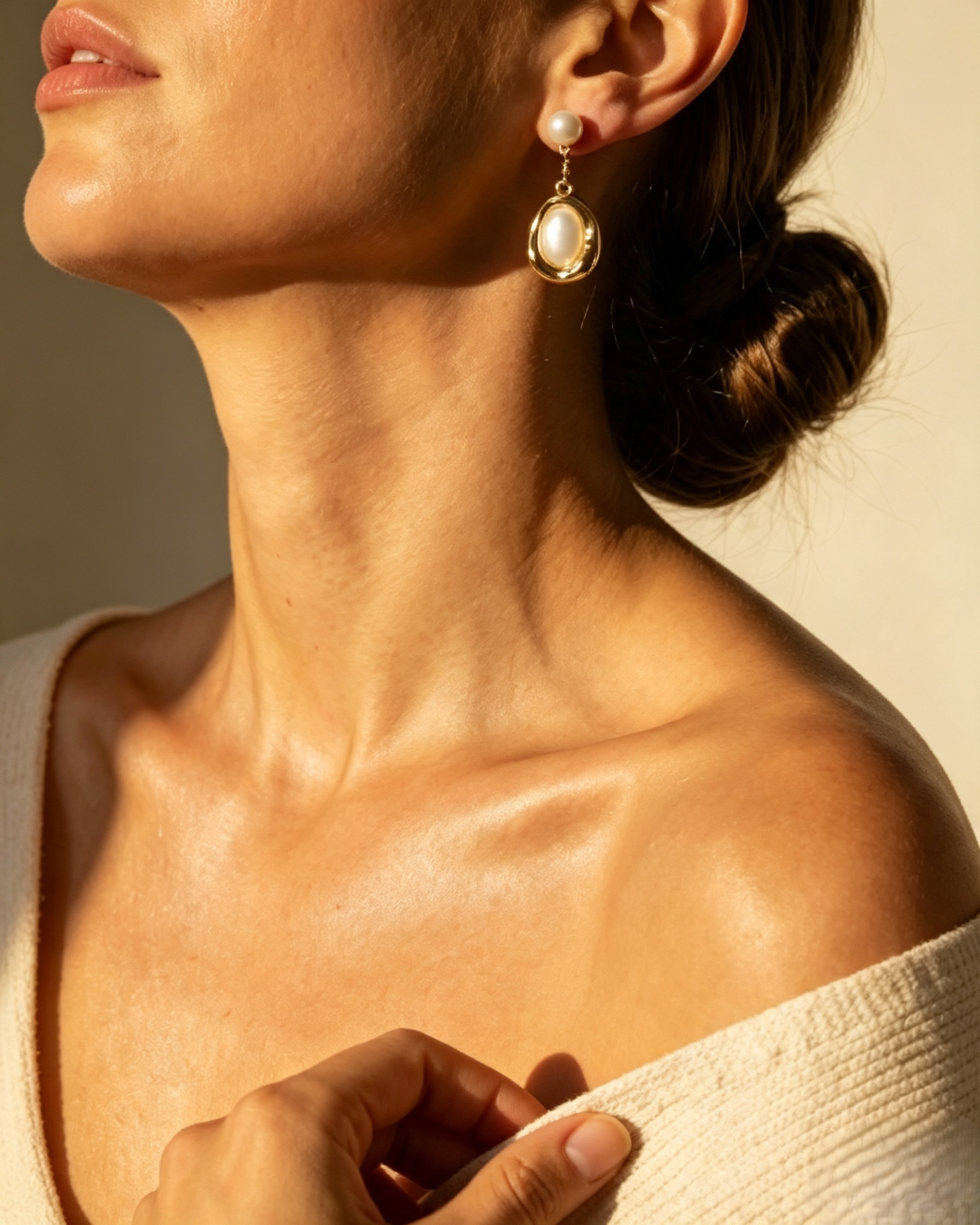 Vintage Oval Mother‑of‑Pearl Freshwater Pearl Drop Earrings