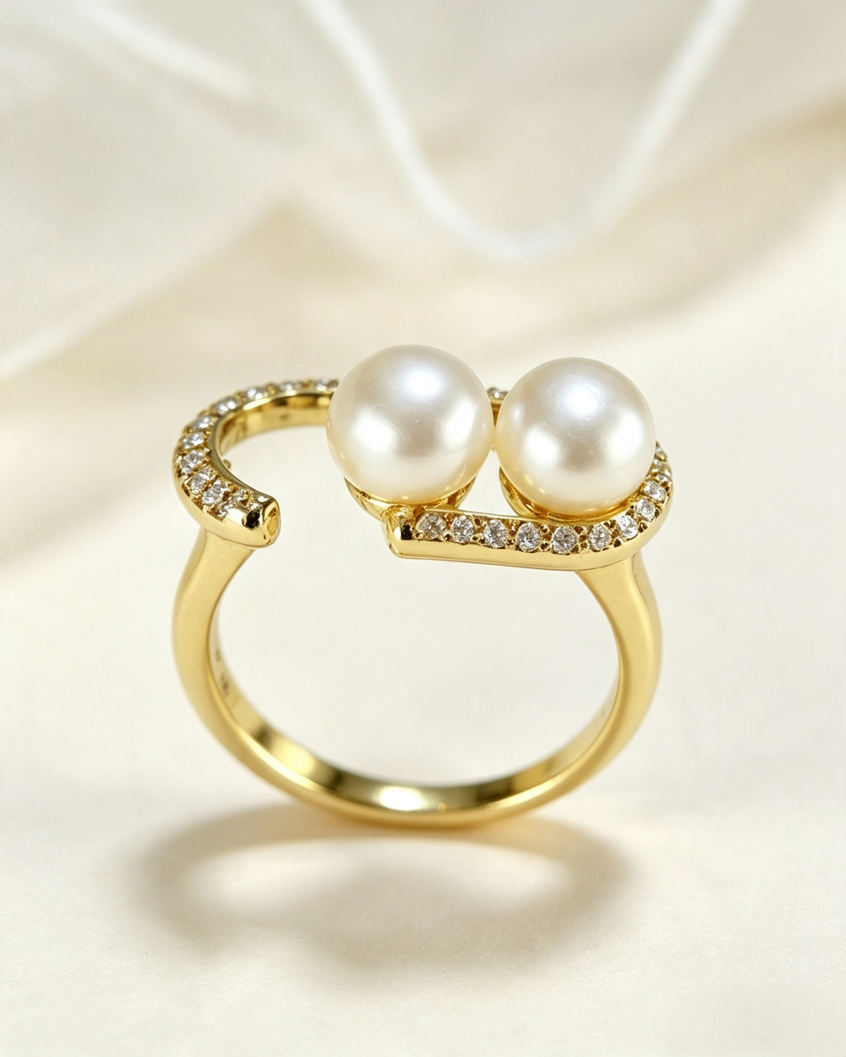 Minimalist Freshwater Pearl Ring, Adjustable Gold-Plated Band