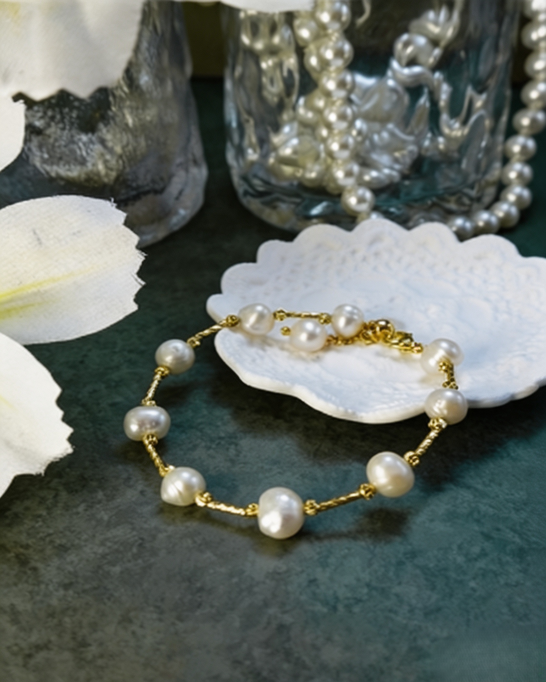 Baroque Pearl Twisted Chain Bracelet